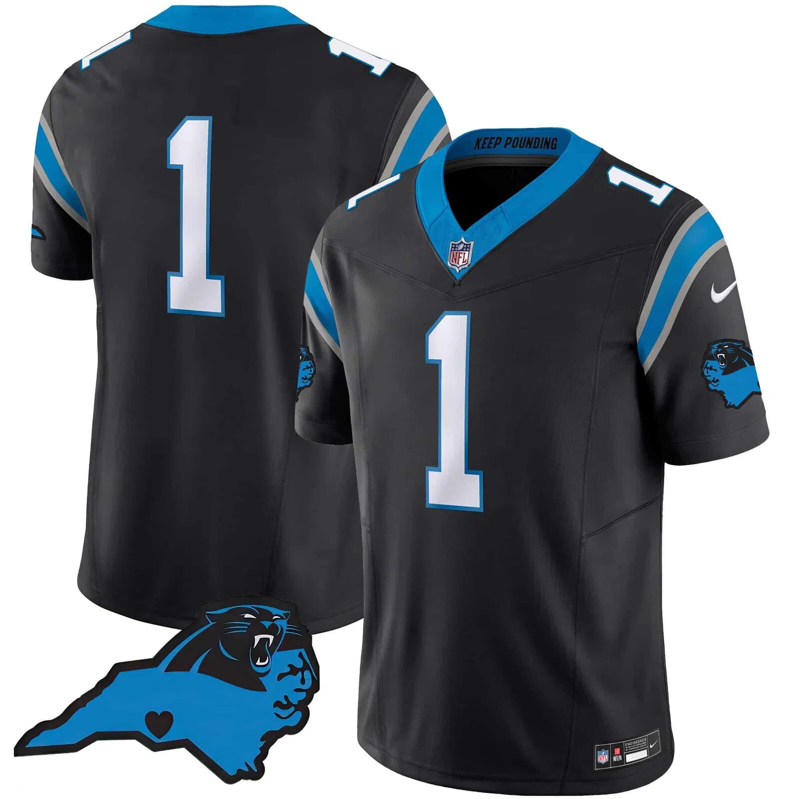 Men Carolina Panthers #1 Newton Cam Black 2024 Nike Vapor Limited NFL Jersey style 1